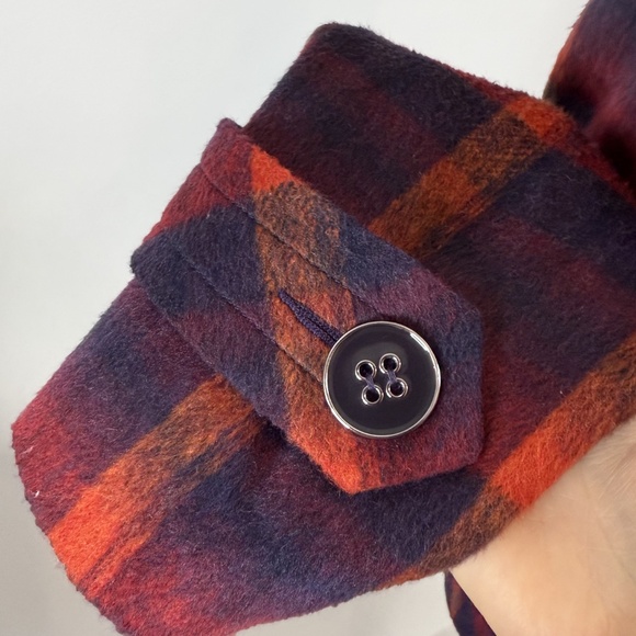 Tribal Plaid Wool Blend Pea Coat - Picture 7 of 10